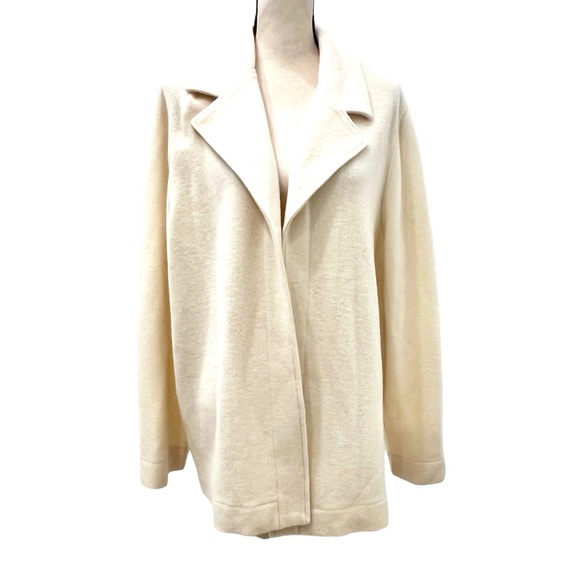 COMPANY ELLEN TRACY CREAM MERINO WOOL OPEN LOOSE FIT JACKET COAT - Picture 1 of 16